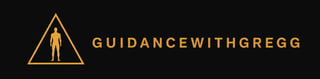 GuidanceWithGregg logo featuring a golden human figure inside a triangle warning symbol on black background