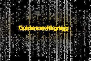 Yellow text reading Guidancewithreg centered on a black background with digital matrix-style cascading white and gold lines